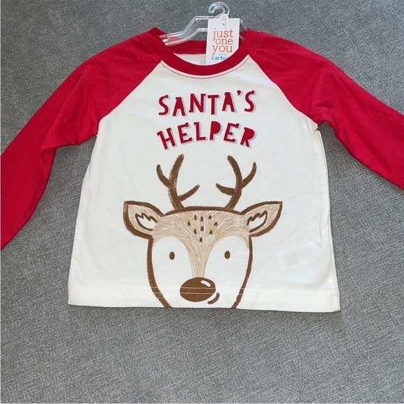Carters Just One You Santa's Helper Christmas Reindeer Long Sleeve Shirt - Picture 2 of 3